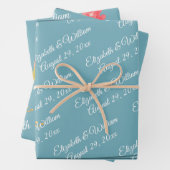  Frame with Roses, Wedding style on retro blue Inpakpapier Vel (In situ)