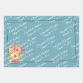  Frame with Roses, Wedding style on retro blue Inpakpapier Vel (Voorkant)