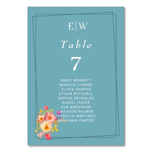  Frame with Roses, Wedding style on retro blue Kaart (Voorkant)