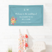 Frame with Roses, Wedding style on retro blue Spandoek (Insitu)
