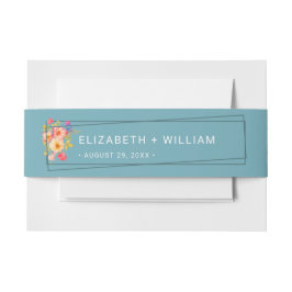  Frame with Roses, Wedding style on retro blue Uitnodigingen Wikkel