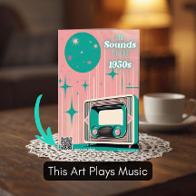 Framed 1950s Music Art Dementia Gift with QR Code