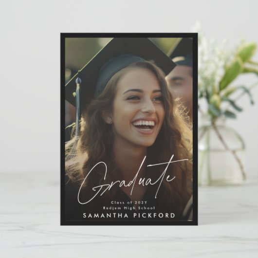 Framed 2 Foto Senior High School 2024 Afstuderen Aankondiging (Staand voorkant)