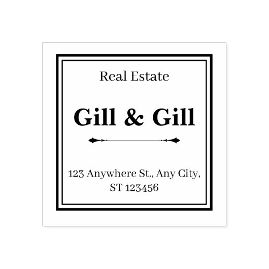 Framed Business Address Stamp with Company Name Rubberstempel (Afrduk)