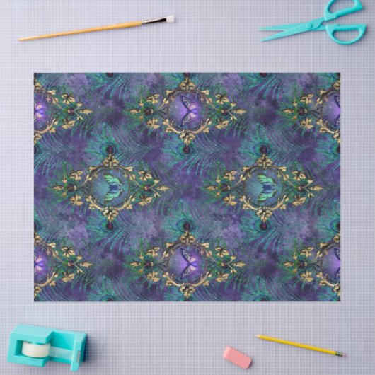 Framed Butterflies en Peacock Feathers Ontvlekken Tissuepapier (Craft)