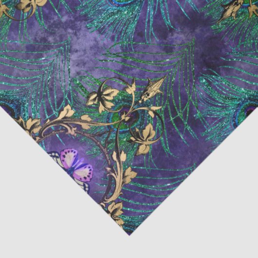 Framed Butterflies en Peacock Feathers Ontvlekken Tissuepapier (Detail)