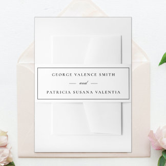 Framed Calligraphy Elegant White Black Wedding Uitnodigingen Wikkel