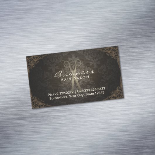 -Framed Damask Hair Salon Visitekaartje Magneet (Voorbeeld)