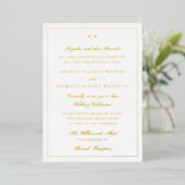 Framed Elegant Monogram Gold Foil Wedding Invite Folie Uitnodiging (Staand Voorkant)