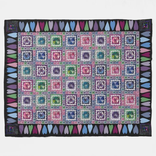 Framed Hearts Patchwork Fleece Blanket (Voorkant (Horizontaal))