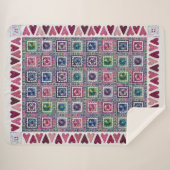 Framed Hearts Patchwork Fleece Blanket Sherpa Deken (Voorkant (horizontaal))
