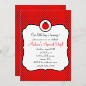 Framed ladybug-verjaardagsfeestuitnodiging kaart (Voorkant / Achterkant)