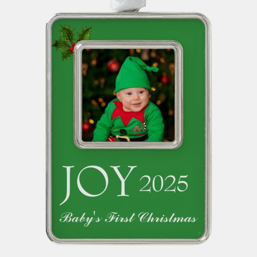 Framed Photo Ornament-Baby's First  Verzilverd Omlijst Ornament (Voorkant)