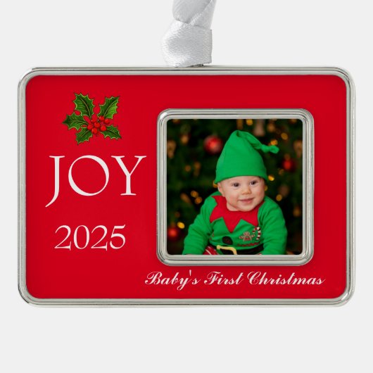 Framed Photo Ornament-Baby's First  Verzilverd Omlijst Ornament (Voorkant)