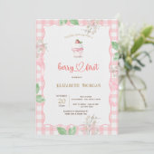 Framed Plaid Babyshower met Aardbeien Cupcake Kaart (Staand voorkant)