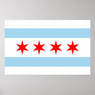 Framed print met vlag van Chicago, VS