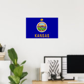 Framed print met vlag van Kansas, VS (Thuiskantoor)
