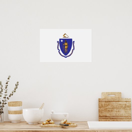 Framed print met vlag van Massachusetts, VS (Keuken)