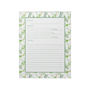 Framed Recipe Page for Green Herb Leaves Multomap Notitieblok