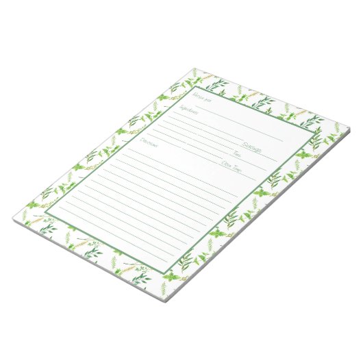 Framed Recipe Page for Green Herb Leaves Multomap Notitieblok (Schuin)