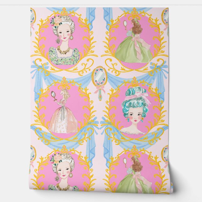 Framed Rococo Coquette Bows Marie Antoinette Behang (Afrollen)