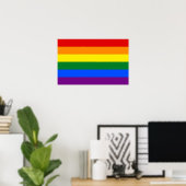 Frameed print met Regelboog LGBT-vlag (Thuiskantoor)
