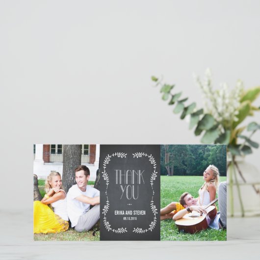 Framing Bladeren Trouwbedankkaarten Chalkboard Bedankkaart (Staand voorkant)