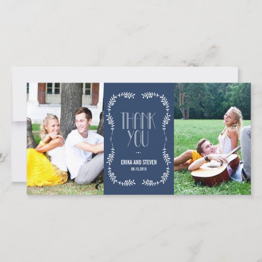 Framing Bladeren Trouwen Dank u Kaarten Marine (Voorkant)