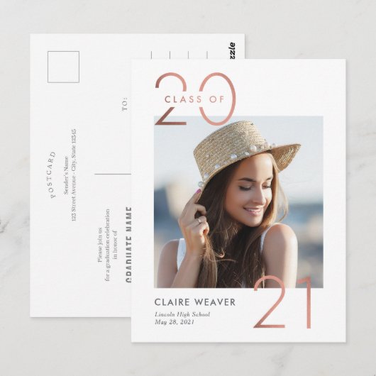 Framing Jaar Afstuderen Aankondiging Briefkaart (Voorkant / Achterkant)