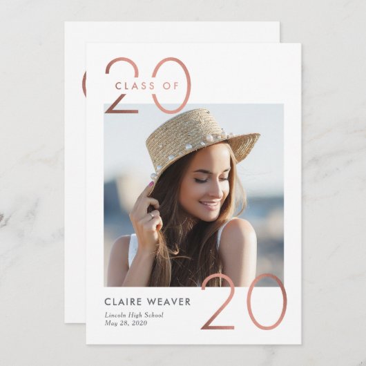 Framing Jaar Afstuderen Uitnodiging Aankondiging (Voorkant / Achterkant)