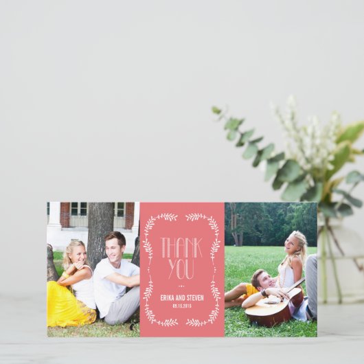 Framing Leaves Wedding Dank u Kaarten Zalm (Staand voorkant)