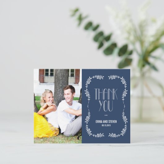 Framing Leaves Wedding Foto bedankt de marine (Staand voorkant)