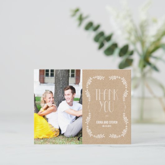 Framing Leaves Weduwfoto Hartelijk dank voor credi Bedankkaart (Staand voorkant)