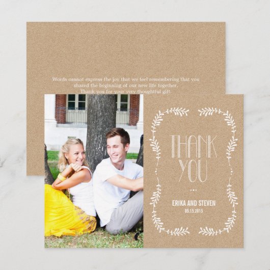 Framing Leaves Weduwfoto Hartelijk dank voor credi Bedankkaart (Voorkant / Achterkant)