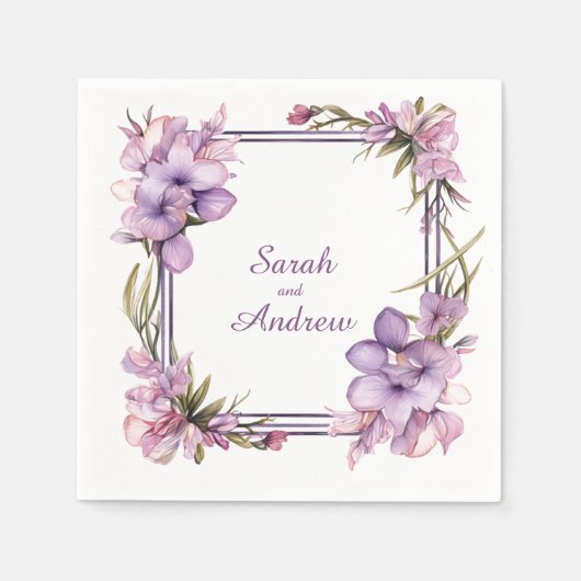 Framing Lilah Flower (Geen datum): Bruiloftsservet Servet (Voorkant)