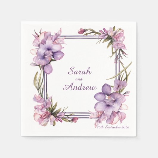 Framing Lilah Flower: Gepersonaliseerde bruiloft s Servet (Voorkant)