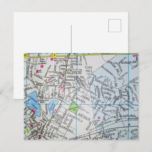 Framingham, kaart MA (Voorkant / Achterkant)