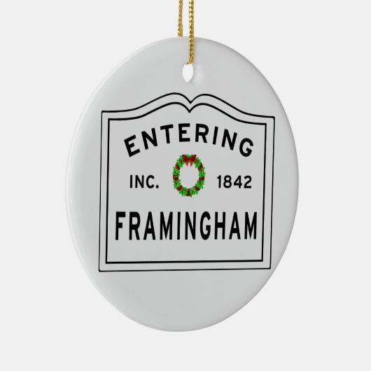 Framingham, MA Holiday Wreath Ceramic Ornament (Rechts)