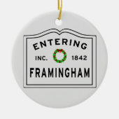 Framingham, MA Holiday Wreath Ceramic Ornament (Voorkant)
