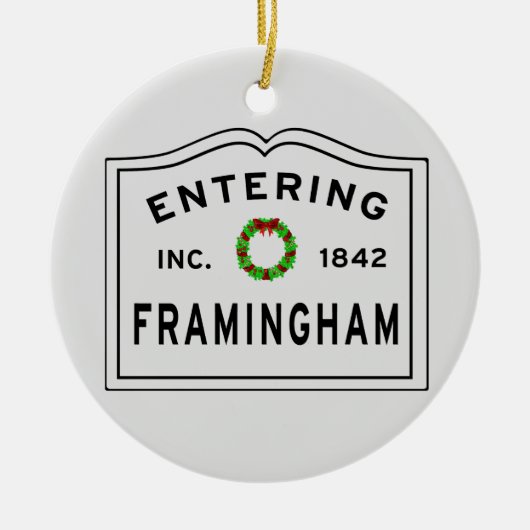 Framingham, MA Holiday Wreath Ceramic Ornament (Voorkant)