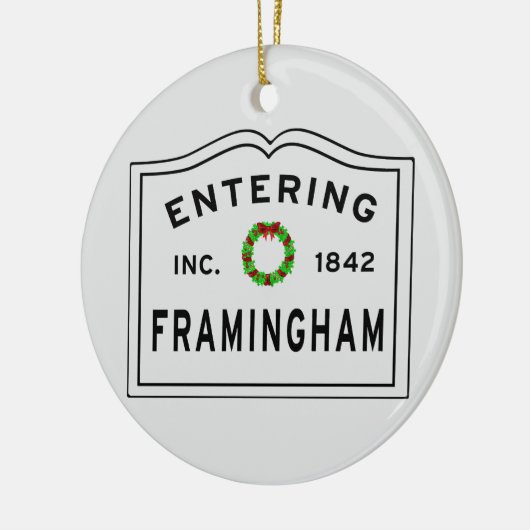 Framingham, MA Holiday Wreath Ceramic Ornament (Links)