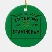 Framingham, MA Holiday Wreath Ceramic Ornament (Voorkant)