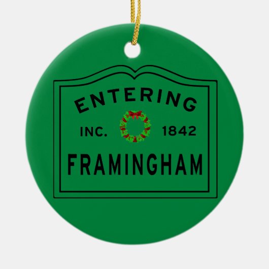 Framingham, MA Holiday Wreath Ceramic Ornament (Voorkant)