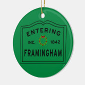 Framingham, MA Holiday Wreath Ceramic Ornament (Links)