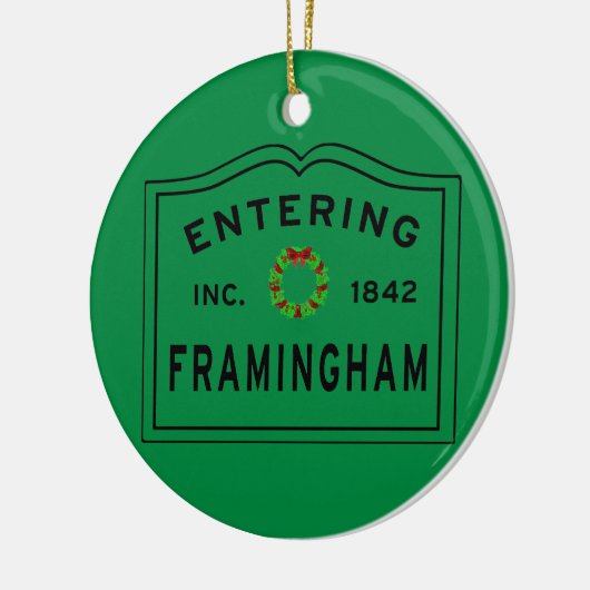 Framingham, MA Holiday Wreath Ceramic Ornament (Links)