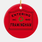 Framingham, MA Holiday Wreath Ceramic Ornament (Achterkant)