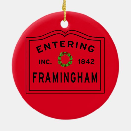 Framingham, MA Holiday Wreath Ceramic Ornament (Achterkant)