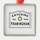 Framingham, MA Holiday Wreath Ceramic Ornament (Voorkant)