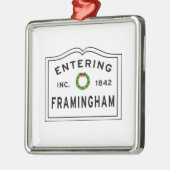 Framingham, MA Holiday Wreath Ceramic Ornament (Links)