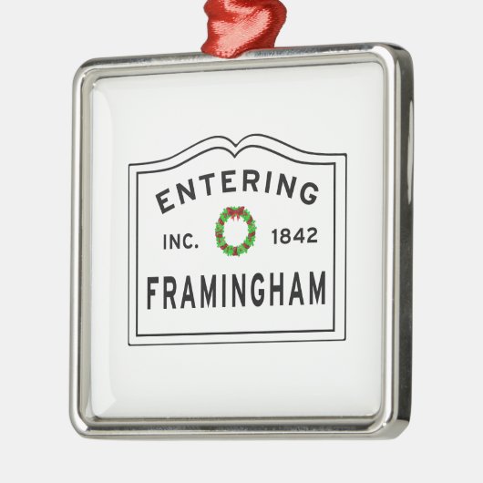 Framingham, MA Holiday Wreath Ceramic Ornament (Links)